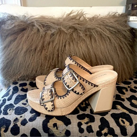 Mark Fisher platform raffia block heel sandals - Picture 3 of 10